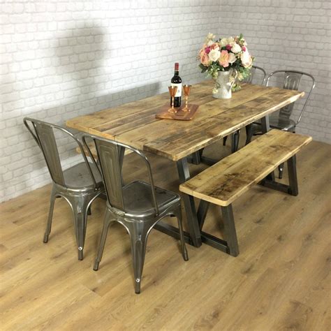 metal farm house tablr|rustic wood metal dining table.